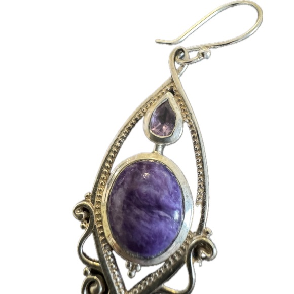 Sterling Silver and Amethyst Earrings Made in India